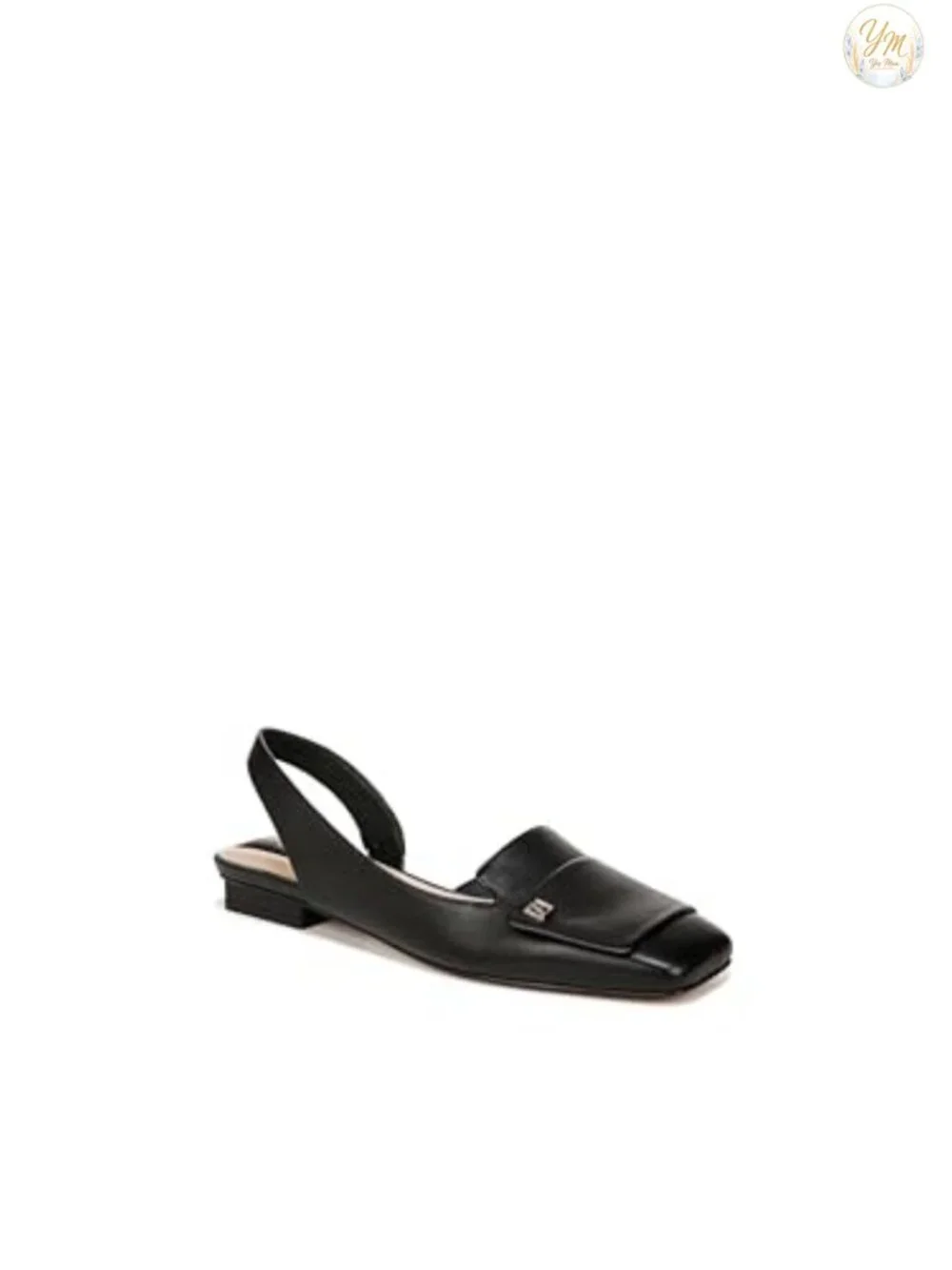Frank Saro Womens Slingback Ballet Flats Leather Square Toe